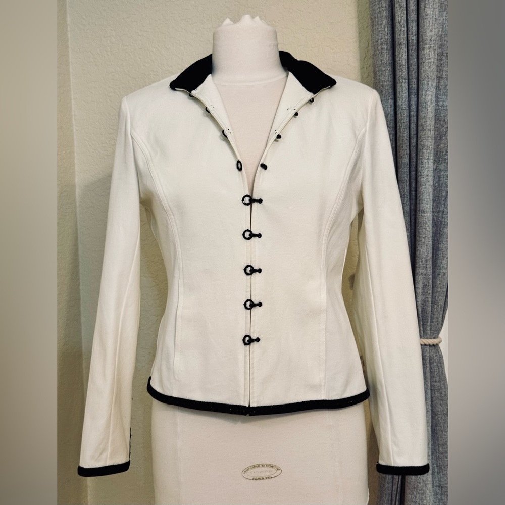 Vintage St. John Sport By Marie Gray Womens White Blazer Jacket Size P small NEW